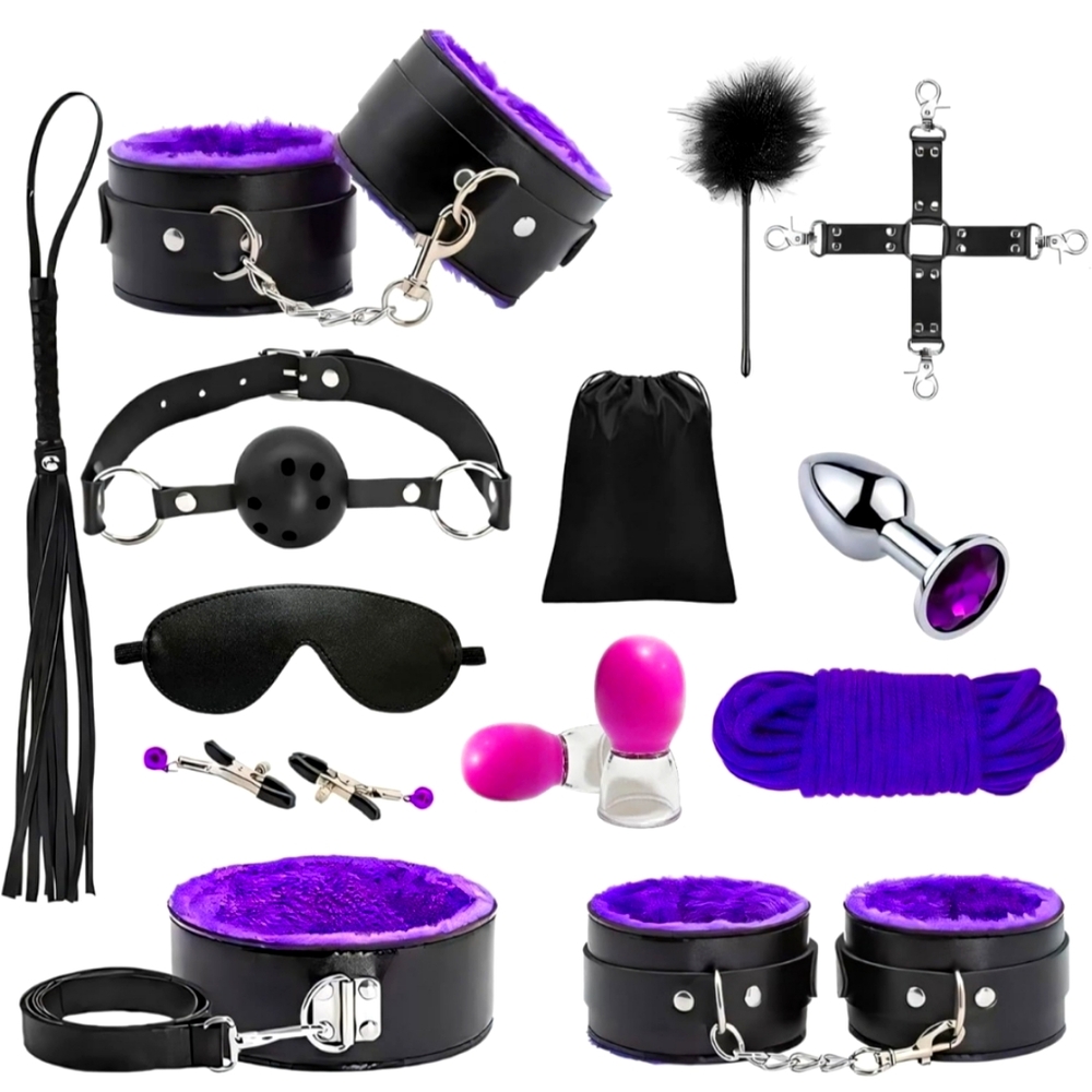 Purple and Black Accessory Set with Cuffs Collar and more